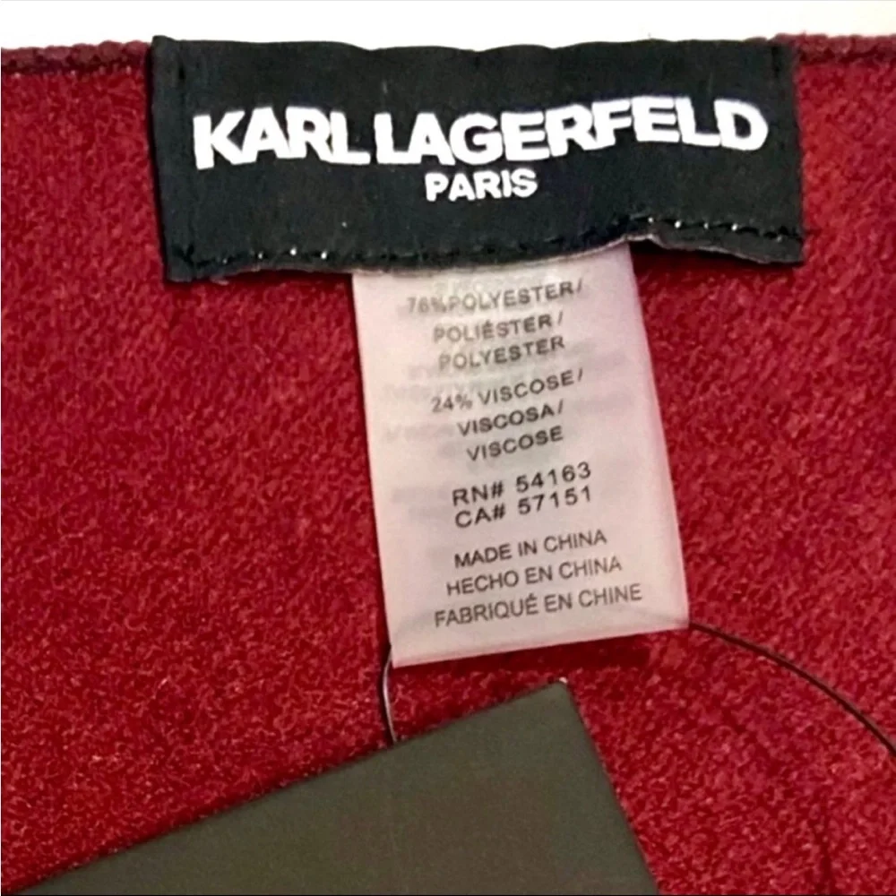 KARL LAGERFELD Burgundy Logo Scarf NWT